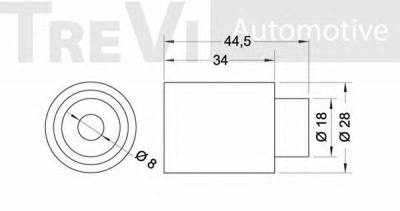 TREVI AUTOMOTIVE td1325 -  Паразитный / Ведущий ролик, зубчатый ремень